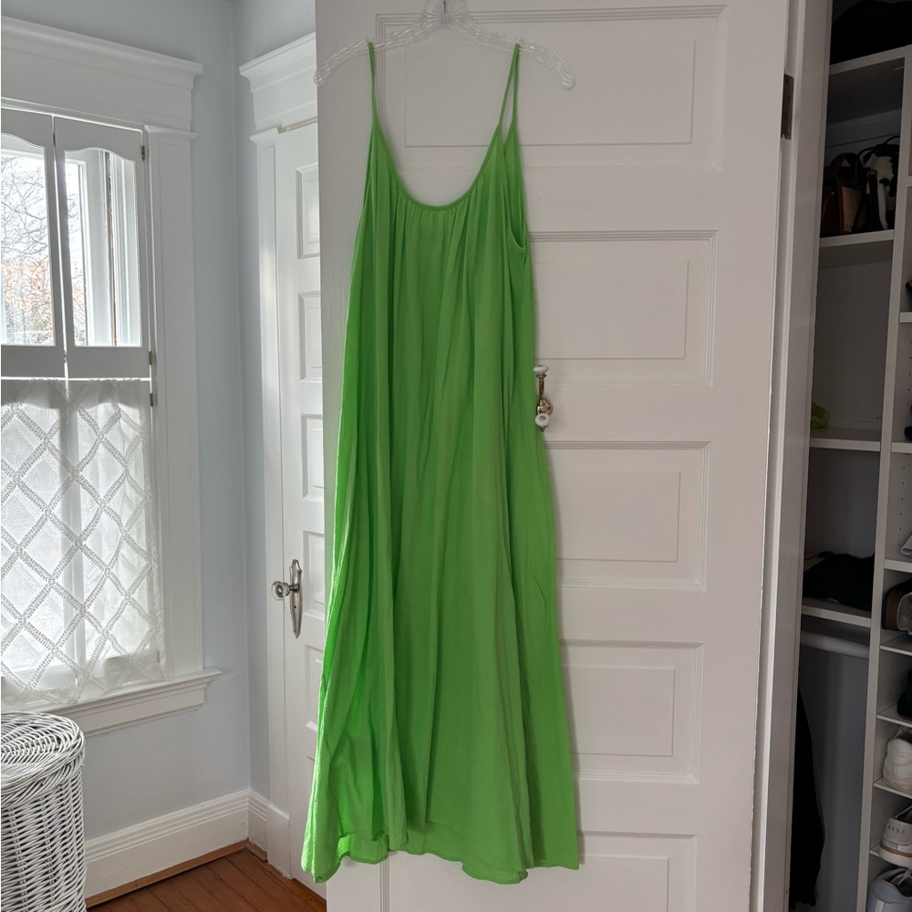 9seed Lime Green Tulum Gauze Tank Maxi Dress OS